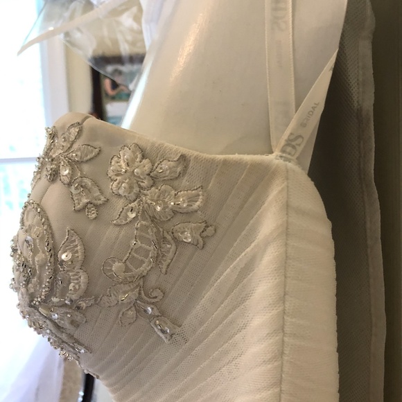 Strapless Tulle Ball Gown with Beaded Lace Bodice - Picture 11 of 12